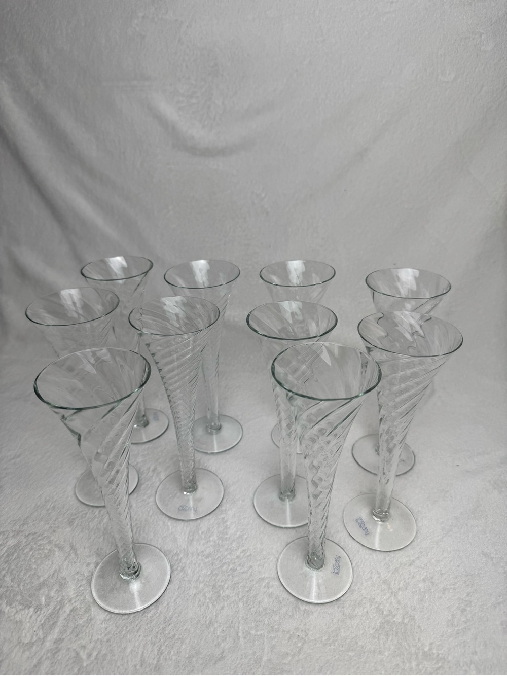 Vtg Perignon Optic Swirl Hollow Champagne Flutes Stemware by Toscany Set Of 10